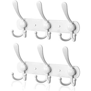 LYLIN Appendiabiti da Parete, Ganci Appendiabiti Attaccapanni da Muro in Acciaio Inox, Cappotto Asciugamano Gancio per Giacche, Cappotti, Cappelli, Sciarpe (Bianco,9 Ganci,2Pcs)
