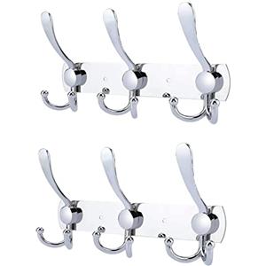 LYLIN Appendiabiti da Parete, Ganci Appendiabiti Attaccapanni da Muro in Acciaio Inox, Cappotto Asciugamano Gancio per Giacche, Cappotti, Cappelli, Sciarpe (Argento,9 Ganci,2Pcs)