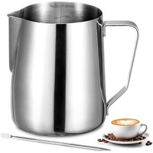 UMUACCAN Pentolino Latte, 350ml Bricco Latte In Acciaio Inox con Segno Di Misurazione, Professionale Brocca In Schiuma per Espresso, Montalatte, Latte Art, Amanti Del Caffè Accessori, Regalo di Natale