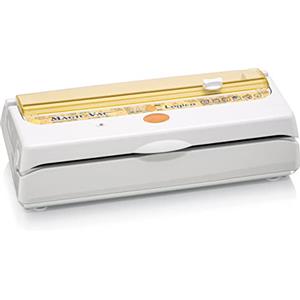 Magic Vac, Logica, Macchina Sottovuoto Alimenti Multifunzione, Ideale per Sacchetti Sottovuoto e Contenitori, con Kit Sottovuoto Alimenti, Tecnologia Brevettata, Made in Italy, Bianca-Gialla