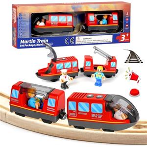 Sweetone Trenino Elettrico per Bambini,Trenino Giocattoli, Locomotiva ad Azione a Batteria (Connessione Magnetica), potente treno motore per Motore Adatto Thomas, Brio, Chuggington in legno e treno