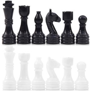 Radicaln Radicali Pezzi di scacchi in marmo bianco e nero da 8,9 cm, figure fatte a mano per set di scacchi, 32 pezzi, giochi da tavolo per adulti