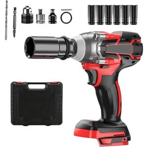 Agrdeed Avvitatore a percussione a batteria da 600 Nm, compatibile con batteria al litio Makita da 18 V, avvitatore a percussione senza spazzole per auto, con 6 bussole per pneumatici da auto