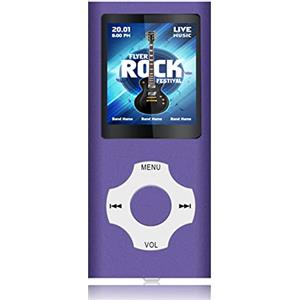 Tabmart 32GB Lettore MP3, Tabmart Metal Hi-Fi Capacità Di Musicale Portatile Lettore MP4 Ad Alta Risoluzione Con 1,8 Pollici Schermo MP3 Lettore Multifunzione 18 Ore Di Riproduzione Continua, Viola