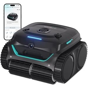 WYBOT (Modello) Robot Piscina C2 Vision-A Wireless con videocamera AI, Filtro Ultrafine, Forte aspirazione, Pulizia Fondo/pareti e Linea d'Acqua, per Piscine Fuori Terra - Nero & V. Intenso