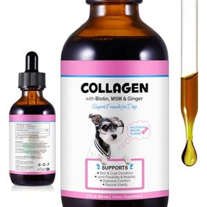 CiAIplw Collagene per cani, integratore per pelle e pelliccia, collagene liquido per cani forza joint supporto, flessibilità e mobilità, supplemento per fianchi e articolazioni, 60 ml