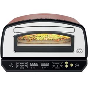 DCG Forno Pizza Elettrico XXL, 2200W, Piano in Pietra Refrattaria 33x33 cm, 20L, Temperatura 450°, Pala in Alluminio