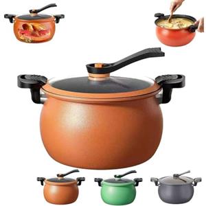 Generic Pentola a pressione antiaderente multifunzionale di grande capacità, pentola a pressione grande da 8 litri, coperchio in vetro trasparente, manico antiscottatura per fornelli a induzione, stufe a gas