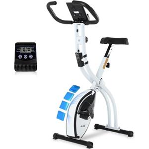ISE Cyclette da Casa, Cyclette Pieghevole per Casa con Resistenza Magnetica a 8 Livelli Schermo LCD Supporto per Smartphone/Tablet