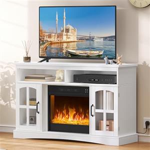 YITAHOME Caminetto elettrico con riscaldamento, caminetto elettrico per il soggiorno con effetto fiamme, fiamma regolabile, timer 1-8 ore, protezione dal surriscaldamento, funzione di riscaldamento e