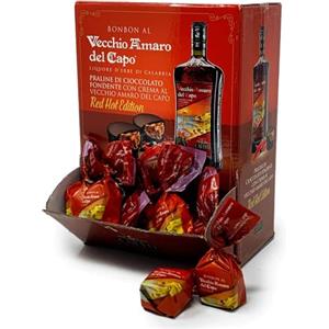Generico Caffo® | Vecchio Amaro del Capo® | Pralina Cioccolato Fondente Crema al Vecchio Amaro del Capo® Peperoncino - 1000 Gr | Bonbon Cioccolato Fondente (Circa 50 Praline)