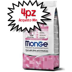 MONGE CANE CROCCHETTA ALL BREEDS PUPPY & JUNIOR MAIALE con RISO e PATATE 12 KG [PREZZO A CONFEZIONE - acquisto min. 4 confezioni]