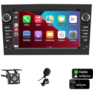 LSLYA Autoradio 2 DIN per Opel Corsa d/Astra h/Zafira b/Meriva/Vivaro Bluetooth Stereo Car con Wireless Carplay Android Auto Schermo da 7 pollici Mirror Link (black)