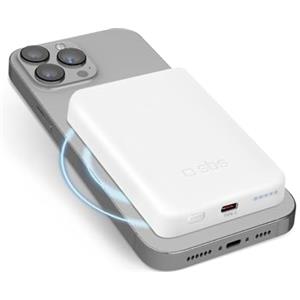 SBS PowerBank 5K MagSafe Wireless, 5.000mAh, Power Bank con Ricarica Rapida, Magnetico, Intelligent Charge (IC), LED di Carica, USB-C, Caricabatterie Portatile da Viaggio, Design Compatto, Bianco