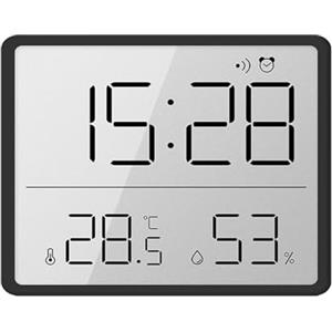 CQEAZ Atomic Clock Orologio digitale da parete con grande display, rilevamento di data e temperatura, umidità per casa e ufficio, funzionamento a batteria