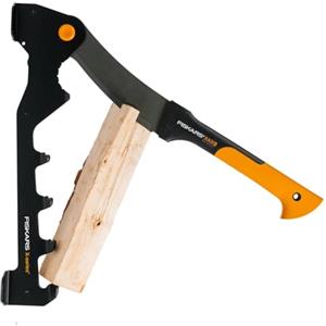 Fiskars X-Series Set Spaccalegna | Con Supporto a Parete e Machete WoodXpert XA3, per Legna da Ardere e Rami, 1079159