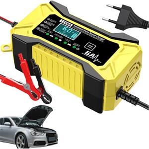 Jiimhte Avviatore Portatile per Batteria Auto, Intelligente Caricabatterie Auto 12v Avviatore Di Emergenza, con Display LCD e Compensazione di Temperatura per Carrello Marino Scooter Barca