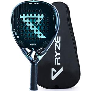 RYZE HYDRA Racchetta da Padel 100% in Fibra di Carbonio - Massima Potenza + Controllo - 365g con EVA-18 Flex - Superficie Strutturata - Padel Racchetta per Uomo e Donna - Custodia Inclusa