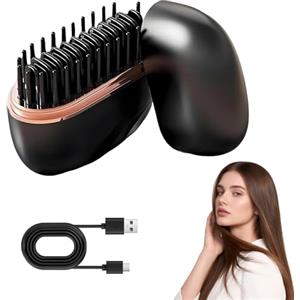 HUIKUANGEU Spazzola Lisciante per Capelli,Mini Piastra Capelli,Pettine Lisciante Portatile Ricaricabile,3 Livelli di Temperatura,Riscaldamento Rapido 10 Secondi,Pettine Lisciante per Capelli per Viaggio