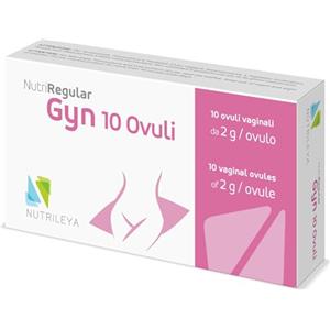 NUTRILEYA Nutriregular Gyn - 10 Ovuli con Acido Ialuronico e Tea Tree Oil per la Flora Vaginale