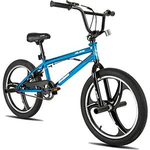 HH HILAND HILAND Bicicletta BMX Bambini 20 Pollici, Ruote a 3 Razze, con Rotore Freestyle a 360°, 4 Pegs, per Bambini e Ragazzi da 7 a 12 Anni, Blu