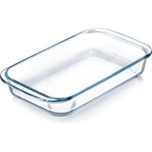 PISTISJACK Pirofila da 1,8 l, in vetro con manici, forma rettangolare per lasagna, per airfryer, contenitore per alimenti per forno, microonde (24,5 x 21,9 x 5 cm)