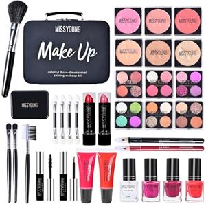 FantasyDay Set di Trucchi, FantasyDay Kit di Bellezza Cosmetici Kit per Occhi, Viso e Labbra - Natale Regalo Xmas Makeup Gift Set con Correttore, Rossetti, Lucidalabbra, Palette Ombretti, Mascara, Trousse, Fard