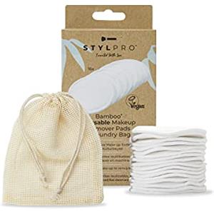 StylPro dischetti struccanti riutilizzabili in bambù, 17 pezzi, lavabili in lavatrice, 3 strati morbidi, con sacchetto per il lavaggio, alternativa ecologica al cotone usa e getta