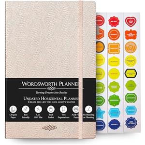 Wordsworth & Black Agenda settimanale e mensile Wordsworth senza data, agenda vuota con puntini, agenda settimanale con copertina rigida, senza data, carta A5 di alta qualità 120 g/mq, foglio mensile, agenda con puntini