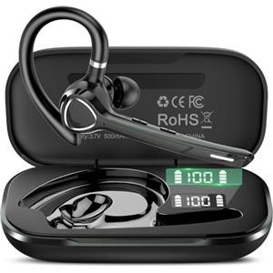 VOTAZIB Cuffie Bluetooth Singolo Vivavoce, Auricolare V5.4 con Doppio CVC8.0/ENC Noise Canceling Mic Mute, 90 Ore Mano Libera Auricolare Bluetooth Connessione a Doppio Dispositivo per Android iOS, Nero