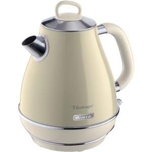 Ariete Bollitore Vintage 2869, Bollitore Elettrico con Livello Acqua Visibile, Base Cordless a 360°, Spegnimento Automatico, Filtro Tisana, Capacità 1,7 L, Acciaio Inossidabile, 2000W, Beige