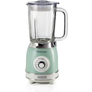 Ariete Frullatore di Vetro Vintage 583, Frullatore Multifunzione con 4 Lame, 4 Velocità + Pulse, Funzione Tritaghiaccio, Capacità 1,5 Litri, 1000W, Verde
