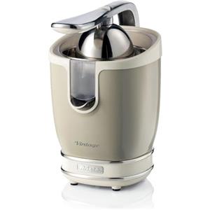 Ariete Spremiagrumi Vintage 413, Spremiagrumi Elettrico con Leva, 2 Coni per Frutti Grandi e Piccoli, Beccuccio Salvagoccia, Motore Silenzioso, Spremitura Professionale, 85W, Beige