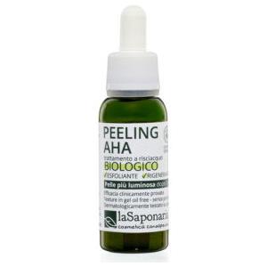 La Saponaria Peeling AHA Biologico 30ml - Trattamento Esfoliante Gel Oil Free per Rigenerazione e Pulizia Profonda della Pelle