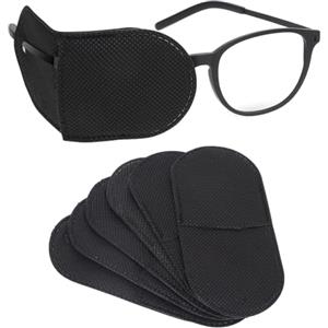 CERCTLA 6 Pezzi Patch Occhio per Occhiali, Bande Oculari per Occhiali Riutilizzabili, Benda per Occhio in non Tessuto, per Sinistro e Destro, per Miglioramento Ambliopia, Visione, Strabismo, Nero