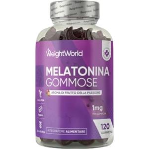 WeightWorld Melatonina Gommose, 120 Caramelle Vegane da 1mg (1 Sola la Sera), 4 Mesi