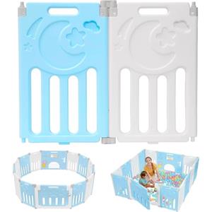 Dripex Box per Bambini, 2 pannelli, Recinto Bambini, Box Neonato in Forma Adattabile, Recinto per Neonato in Plastica, Blu