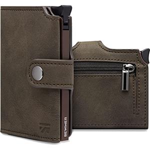 BEWMER v2 Portafoglio Uomo Slim In Similpelle Con Protezione RFID Anticlonazione - Porta Carte Di Credito Uomo E Donna Per 9 Tessere, Con Portamonete