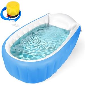 AUYAO Vasca da Bagno Portatile per Bambino, Bagnetto Gonfiabile, Antiscivolo Gonfiabile Vasca da Bagno da Bambini e Neonati, con Pompa, Portatile Vaschetta Bagnetto Neonato per Viaggio