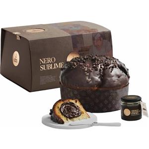 Fiasconaro Panettone Fiasconaro Nero Sublime 1kg con crema al Cioccolato di Sicilia e spalmino