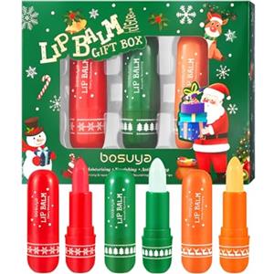 HUVZOR Set Di 3 Balsami Labbra Natalizi,Burrocacao Labbra,Lip Balm,Cura Nutriente Delle Lip Per Lips Secche E Screpolate, per labbra Babbo Natale Regalo per Amici Familiari Colleghi Dipendenti