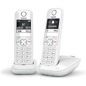 Gigaset AS690 Duo - Telefono fisso wireless, 2 combinati con ampio display retroilluminato per un display ultra leggibile, funzione blocco chiamate - bianco [versione francese]