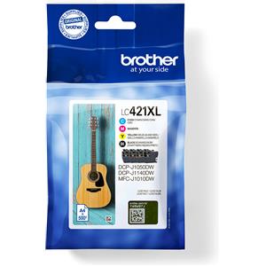 Brother LC-421XLVAL Multipack 4 Cartucce Originali Resa Elevata (XL) Nero, Ciano, Magenta, Giallo - 500 Pagine