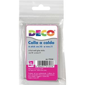 Deco Colla a caldo 11 mm - 6 stick per pistola termocollante - Ideale per ceramica, vetro, legno, plastica e tessuti