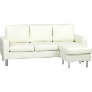Totò Piccinni Divano Angolare APOLLO 3 Posti in similpelle imbottito con bracciolI (Ecopelle Bianco)