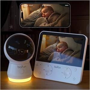 Boifun Baby Monitor con Telecamera 5.5" 4MP Visione Notturna HD, App 2.4G/5G & Monitor Senza WiFi, AI Sicurezza (Viso Coperto e Pancia in Giù), Rilevamento Pianto, Audio Bidirezionale,Batteria 4000mAh