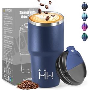 HoneyHolly Termos Caffè 600 ML, Tazza termica Riutilizzabili Prova di Perdite, Bicchiere Termico, Acciaio Inox 304, Travel Mug per Caffè Caldo e Freddo, Latte e Tè
