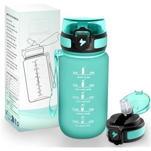 HoneyHolly Borraccia 500Ml, Reutilizables, Borraccia con Cannuccia, Senza BPA & A Prova di Perdita, Bottiglia Scuola Elementare, Borracce Motivazionale per Scuola, Running, Palestra, Ufficio