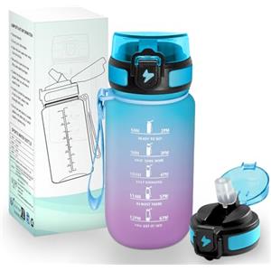 HoneyHolly Borraccia 500Ml, Reutilizables, Borraccia con Cannuccia, Senza BPA & A Prova di Perdita, Bottiglia Scuola Elementare, Borracce Motivazionale per Scuola, Running, Palestra, Ufficio