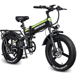DEEPOWER Bici Elettrica Pieghevole | 20'' x 4 Bicicletta Elettriche | Batteria Rimovibile 48V 25Ah | Autonomia 110 KM | Doppia Sospensione | Freno a Olio | 7 Velocità EBike per Adulti